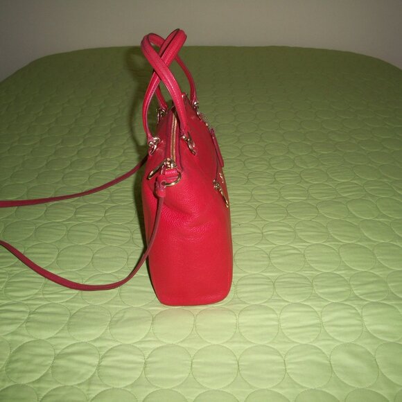 Coach Prairie Red Pebble Leather Satchel/Crossbody Bag with Wallet - Picture 3 of 16